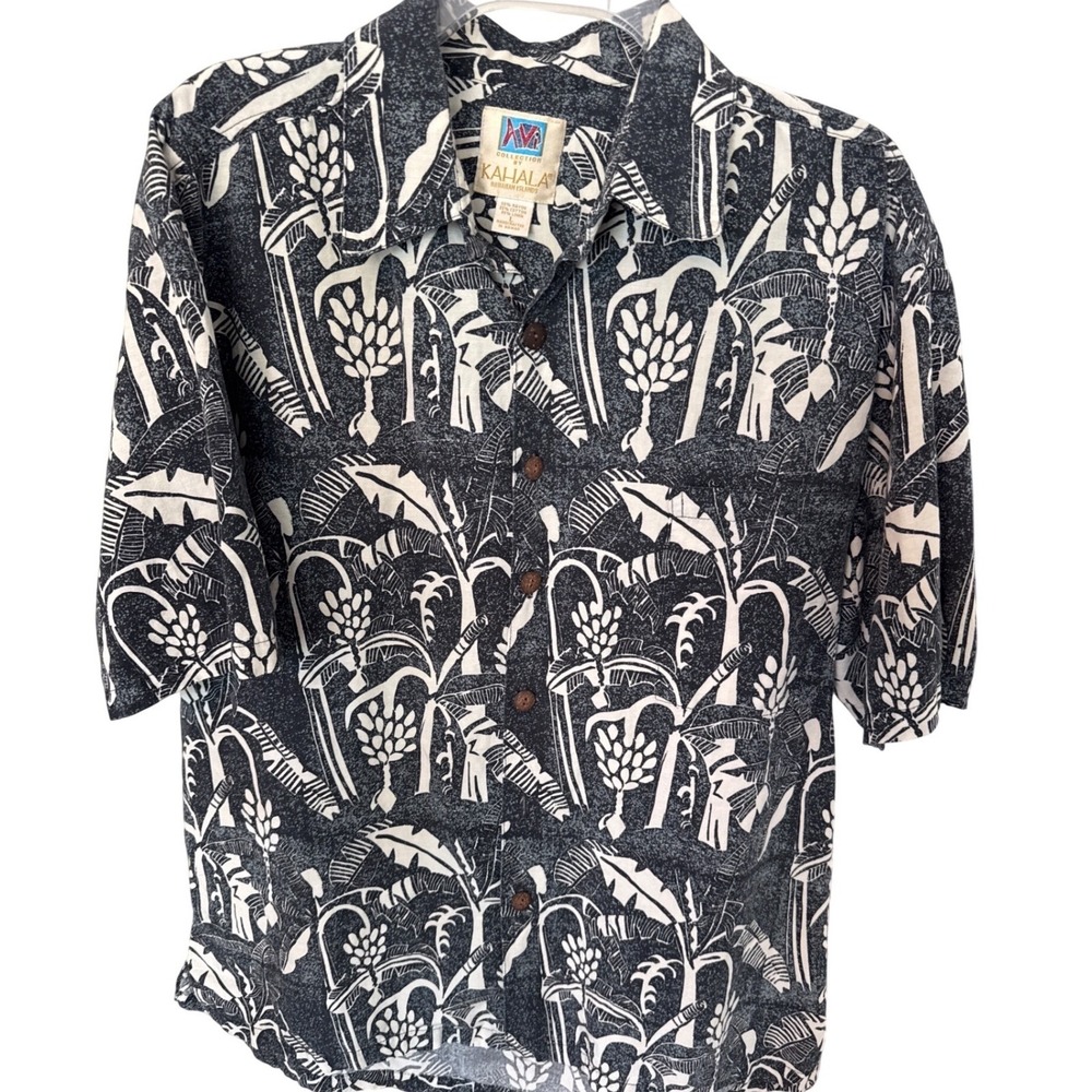 Men's vintage Kahala "Avi Collection" Hawaiian Aloha shirt‎ Hawaiian leaf  L